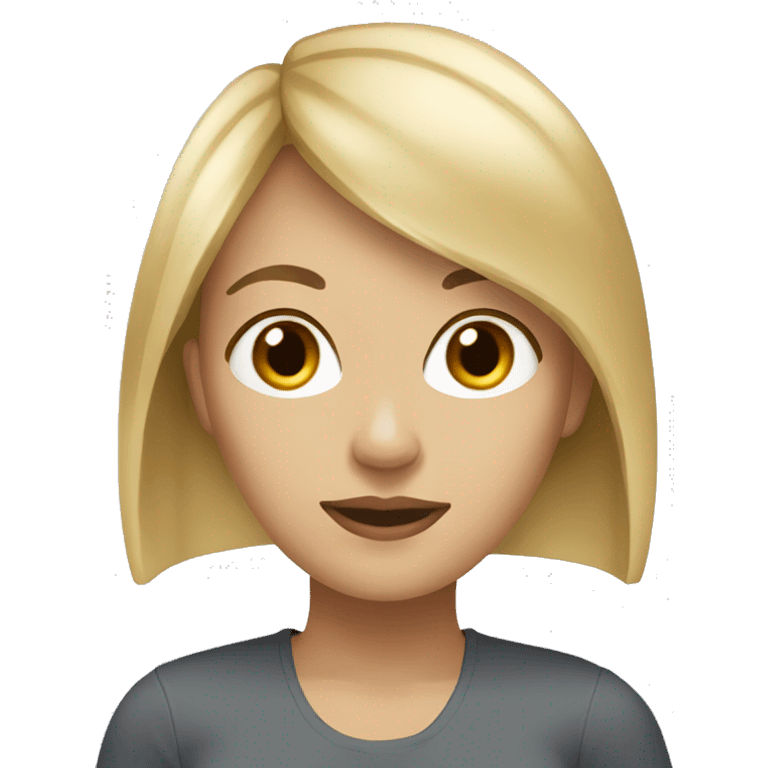 White woman with brown hair and a blonde side karen fringe emoji