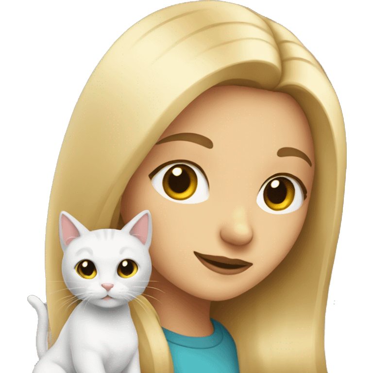 Blonde girl with a cat emoji