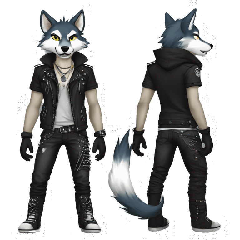 Anthro Punk Wolf Full body emoji