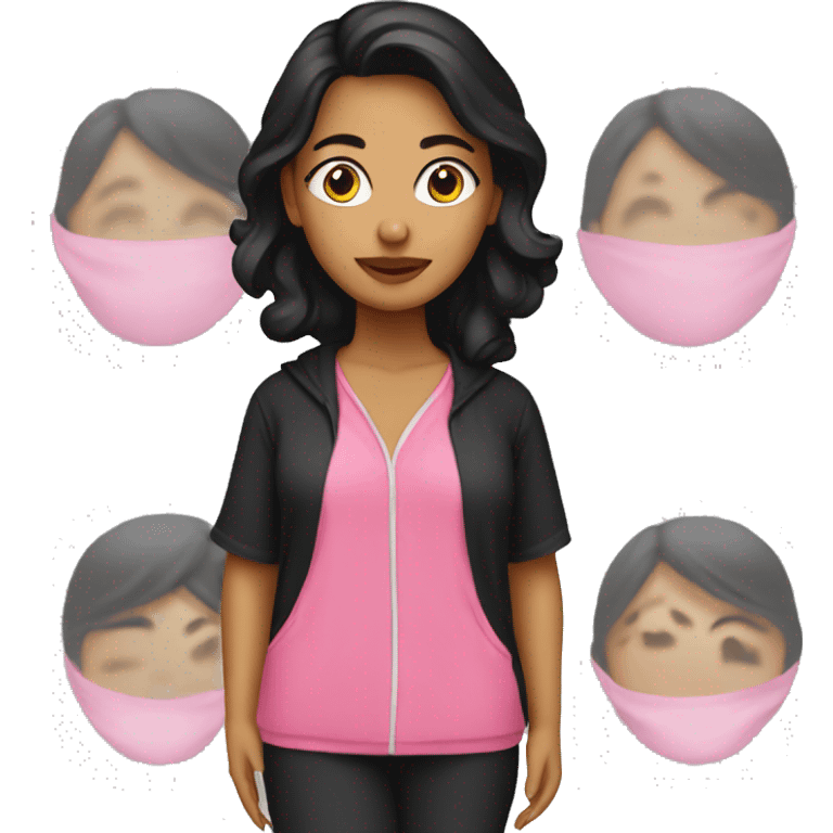 Hispanic female wearing black and pink pajama set  emoji