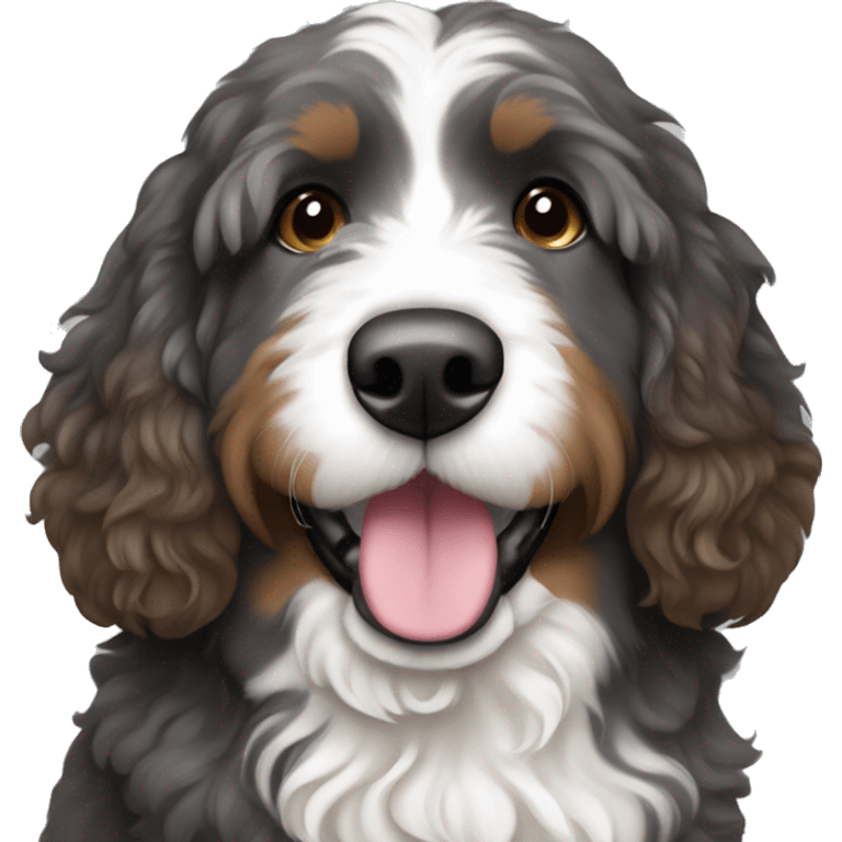 dark grey brown and white bernedoodle emoji