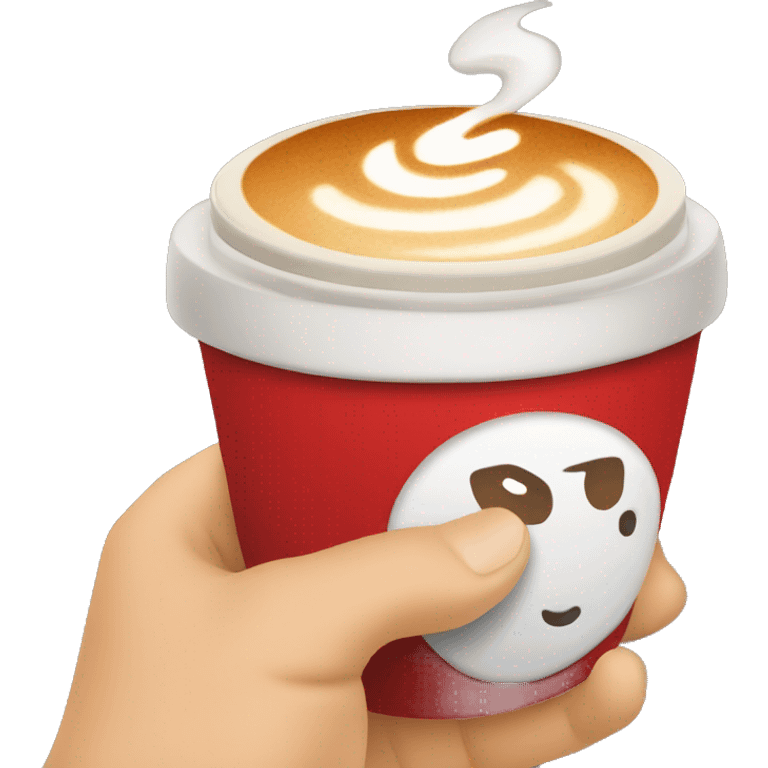 A red coffee cup with a latte in it  emoji