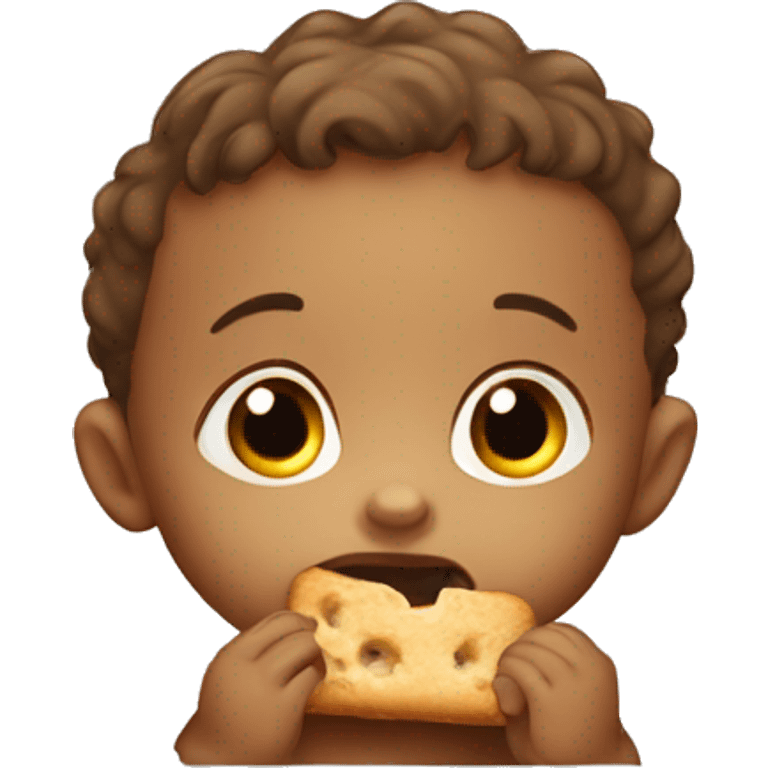 Baby boy eating biscuit emoji