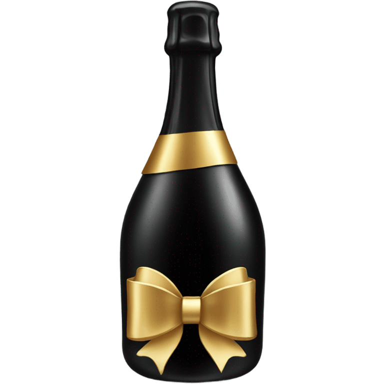 black champagne bottle with gold bow emoji