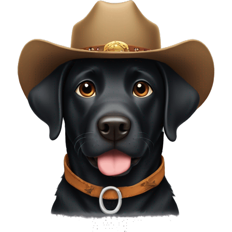 Black labrador wearing cowboy hat emoji