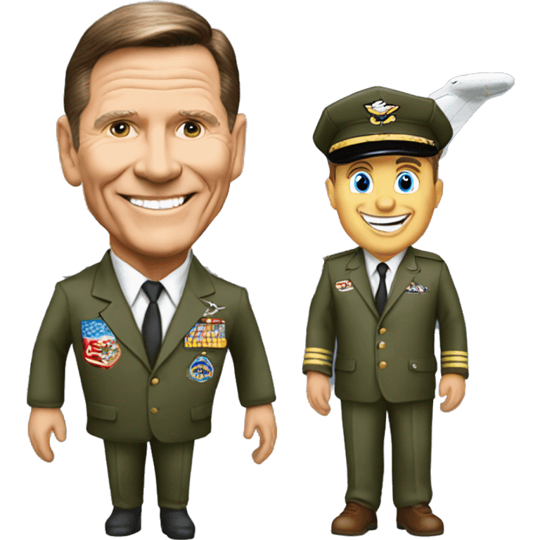 Kenneth Copeland in aviator clothes in front of a jet emoji