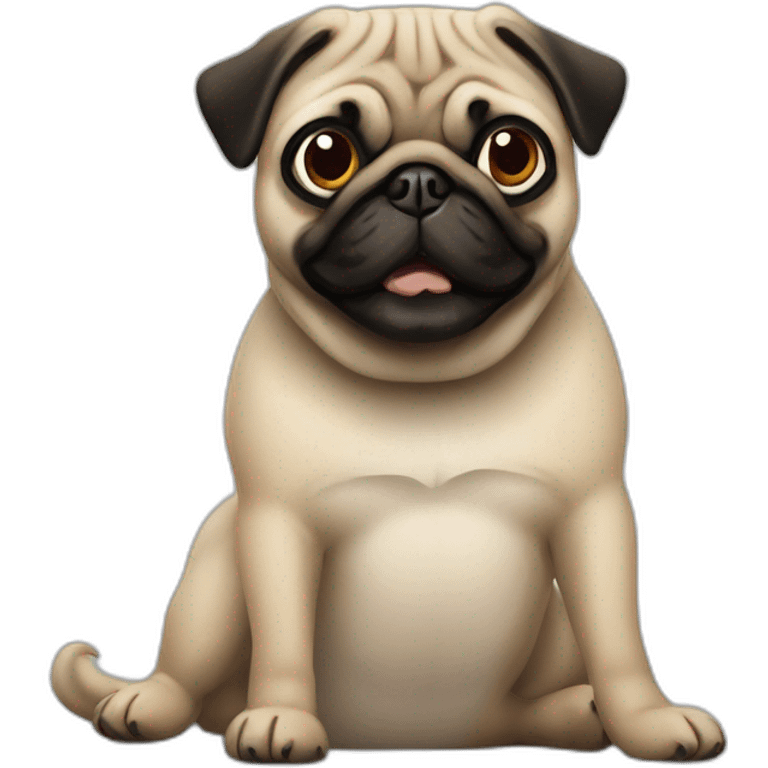 Pug con la plática arriba saludando emoji