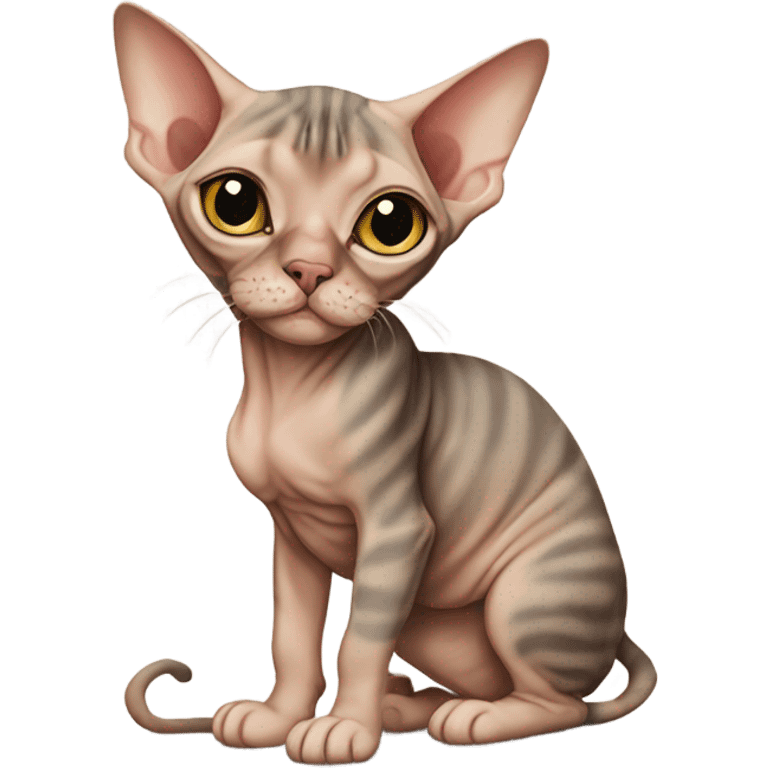 Chubby Brown tabby sphynx full body  emoji