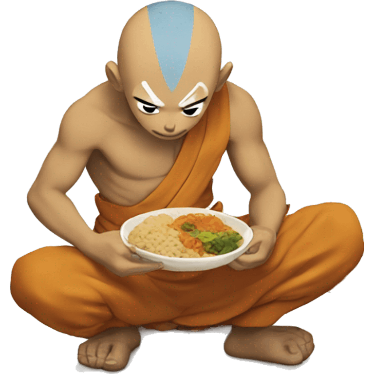 aang from avatar the last airbender eating food emoji