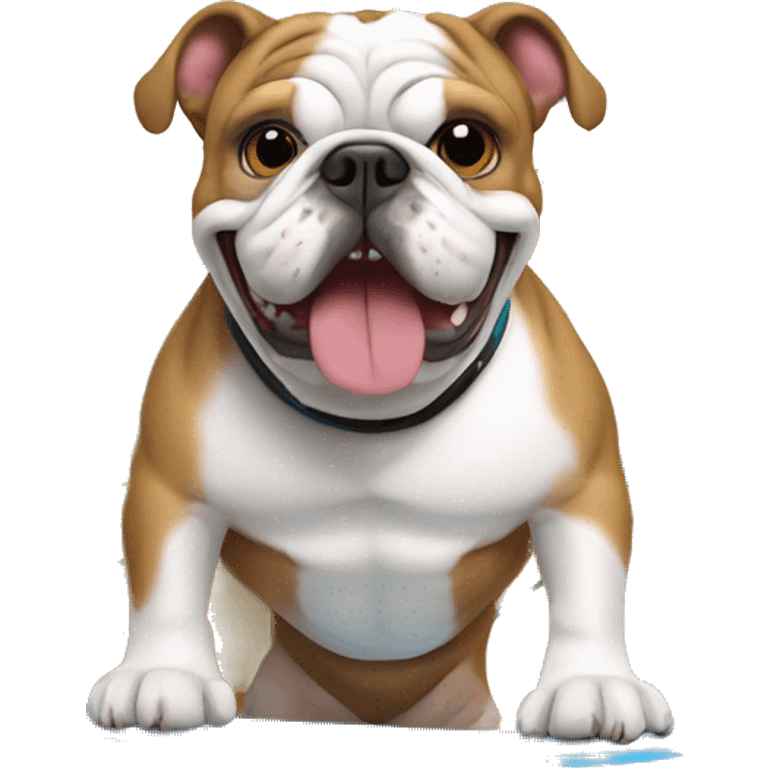 English bulldog on surf board emoji