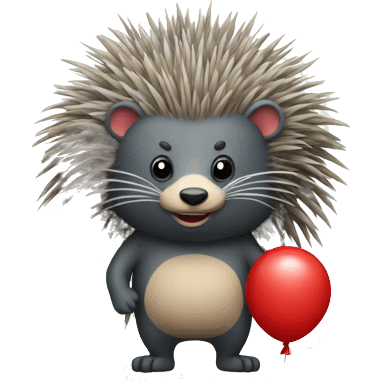 Porcupine holding a red balloon emoji