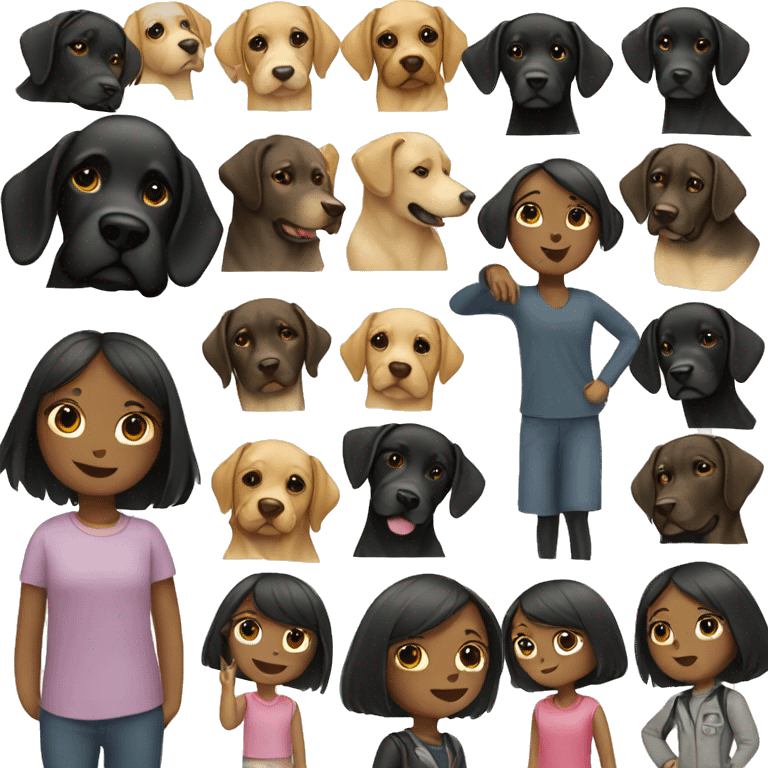 A girl with a black Labrador emoji