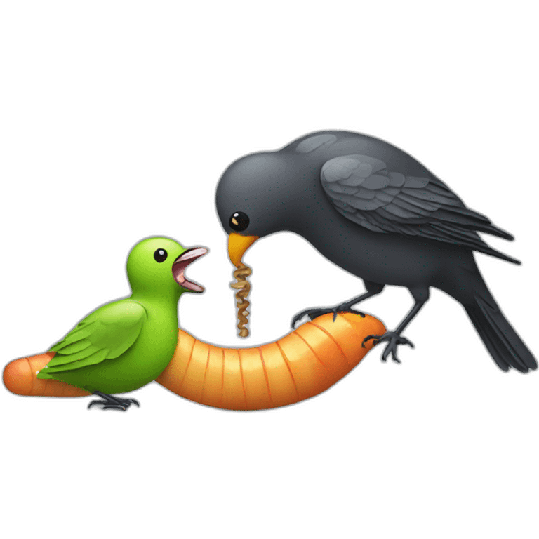 Bird eating a worm emoji