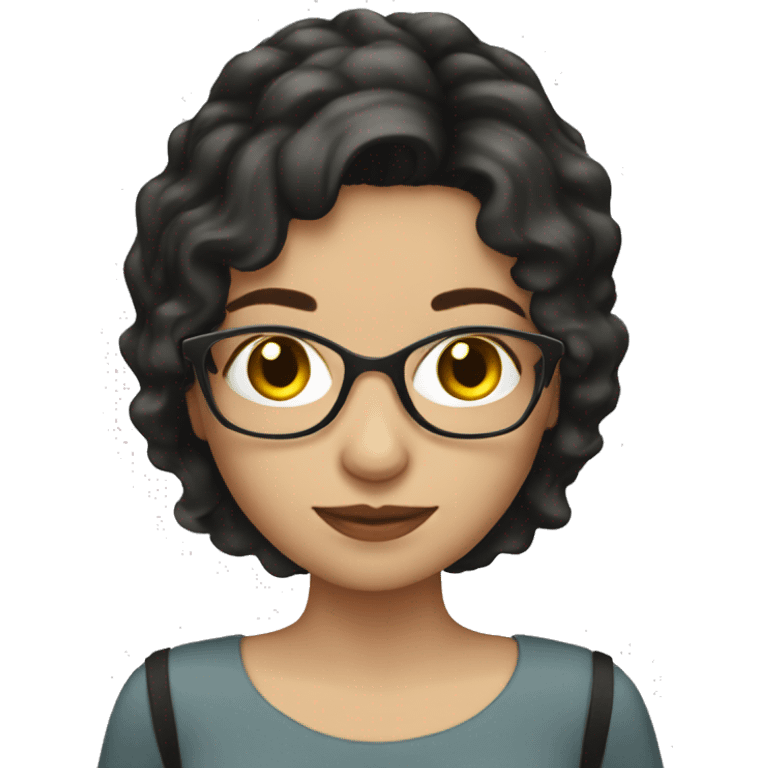 Dark haired white woman book reader emoji