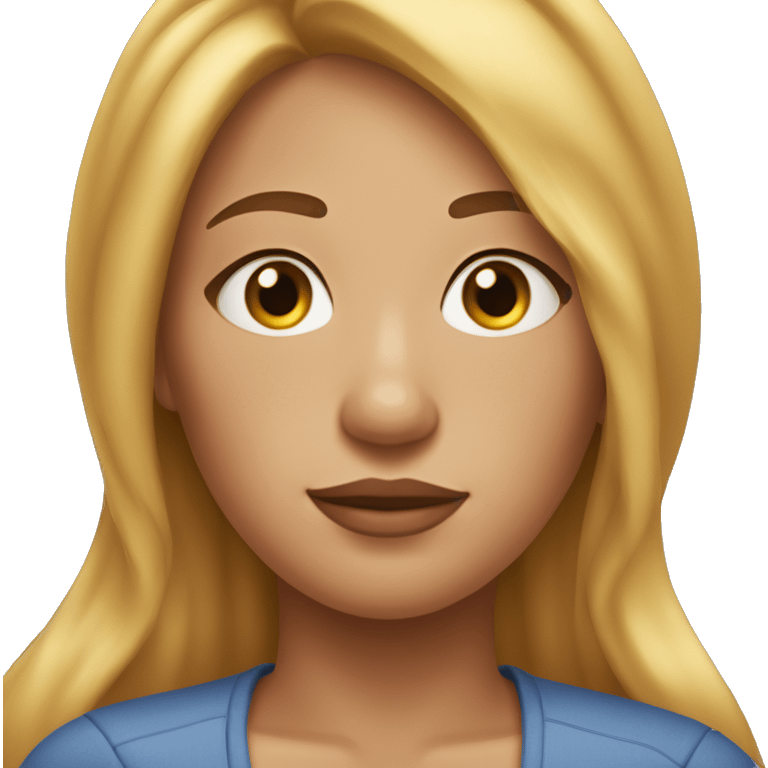 A woman with golden long hair, freckles on her face, and a plus-size build. emoji