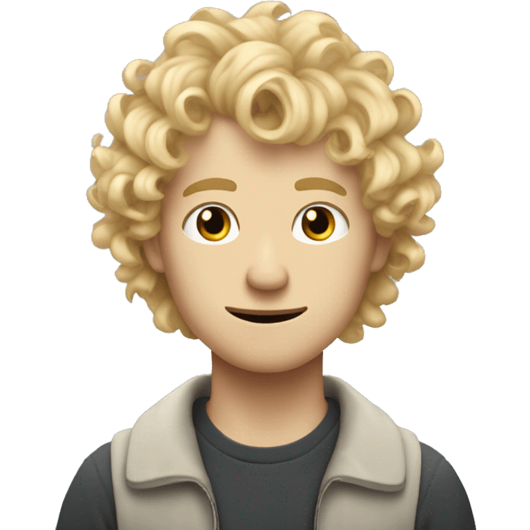 guy with very curly blonde hair and pimples, norwegian ethnicity, but emo emoji