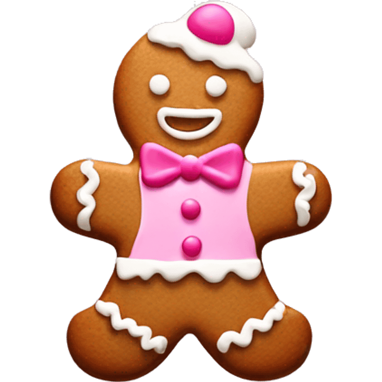 Gingerbread cookie with pink and white frosting  emoji