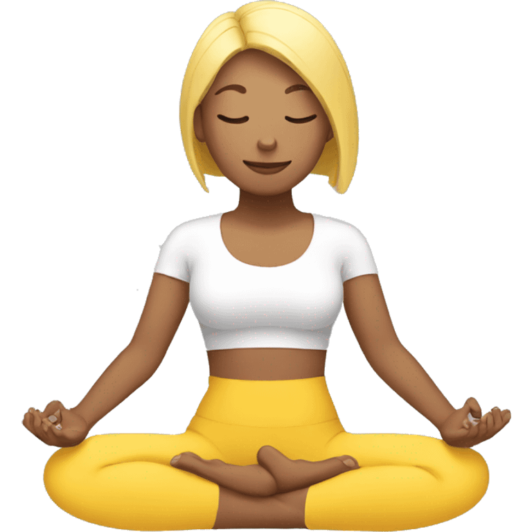 person with yellow skin tone doing yoga emoji