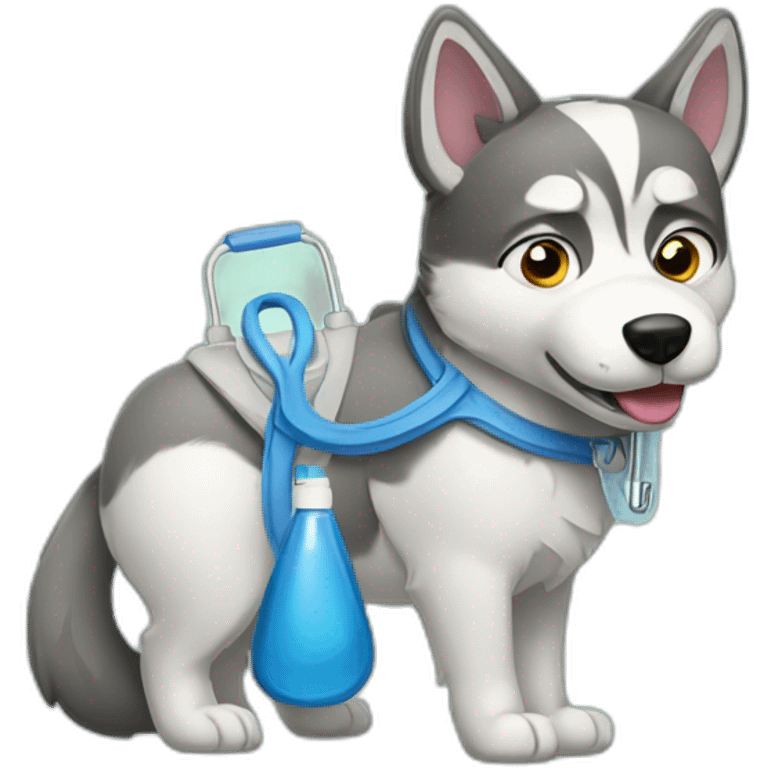 A husky with an IV bag emoji