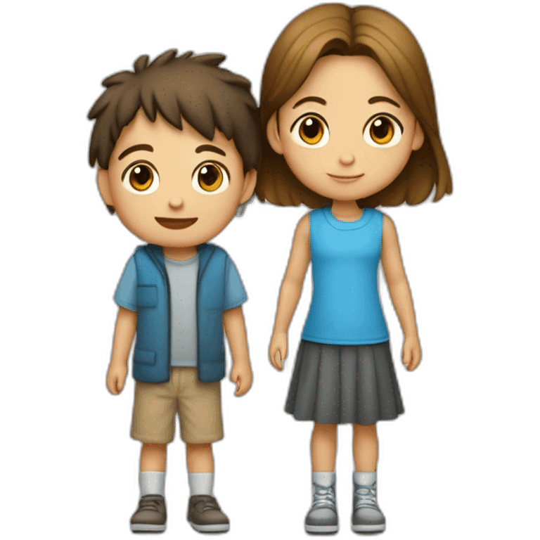 Un niño bajo y una niña alta emoji