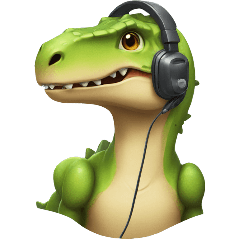 dinosaur with headset emoji