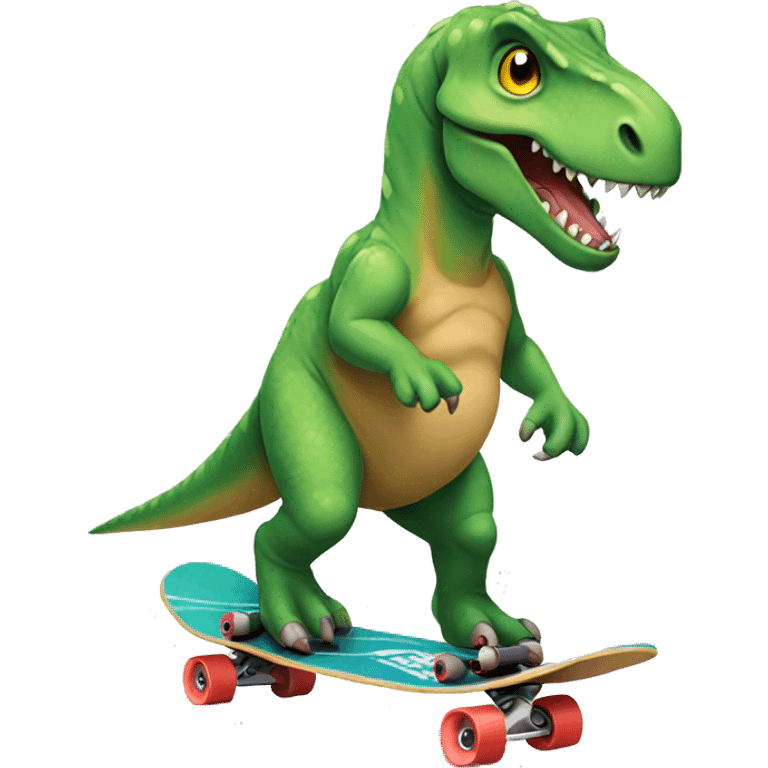 Dinosaur riding skateboard  emoji