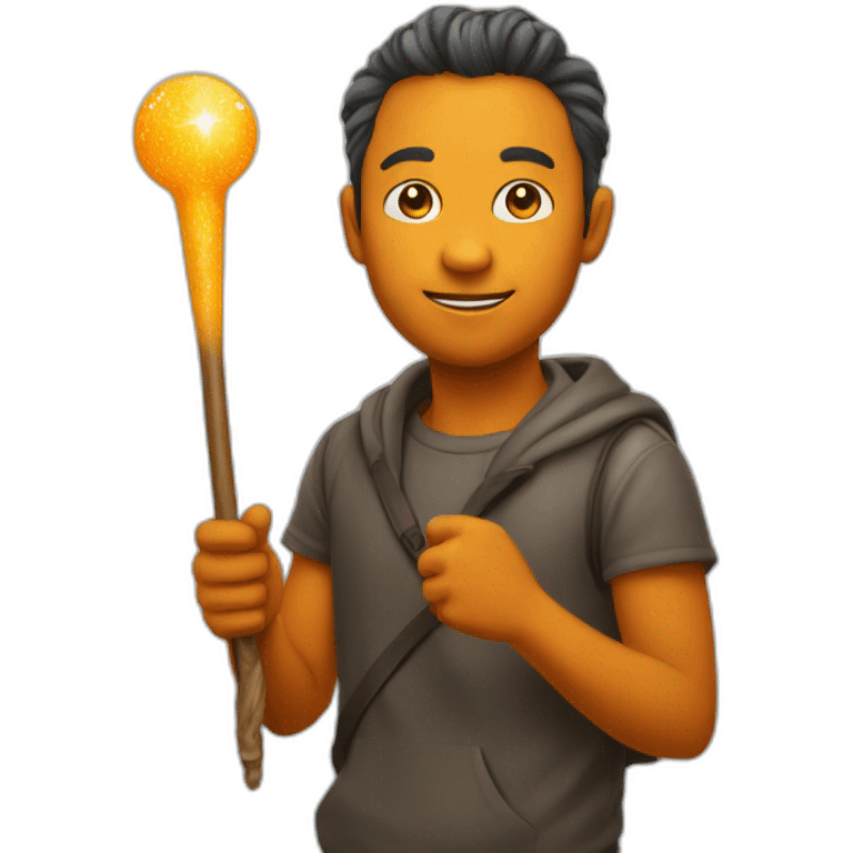 holding a magic wand, orange color emoji