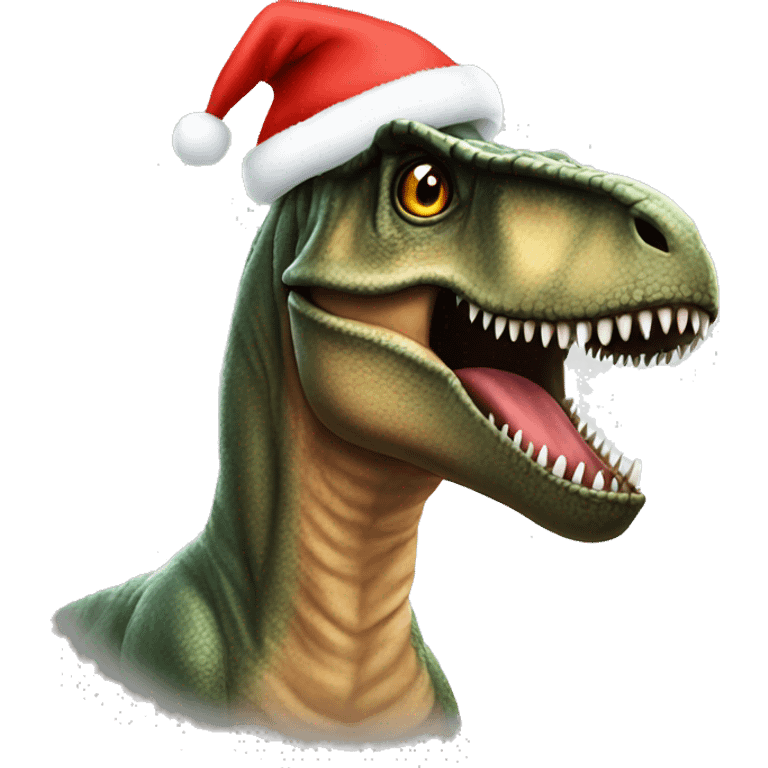 T-Rex in Santa hat emoji