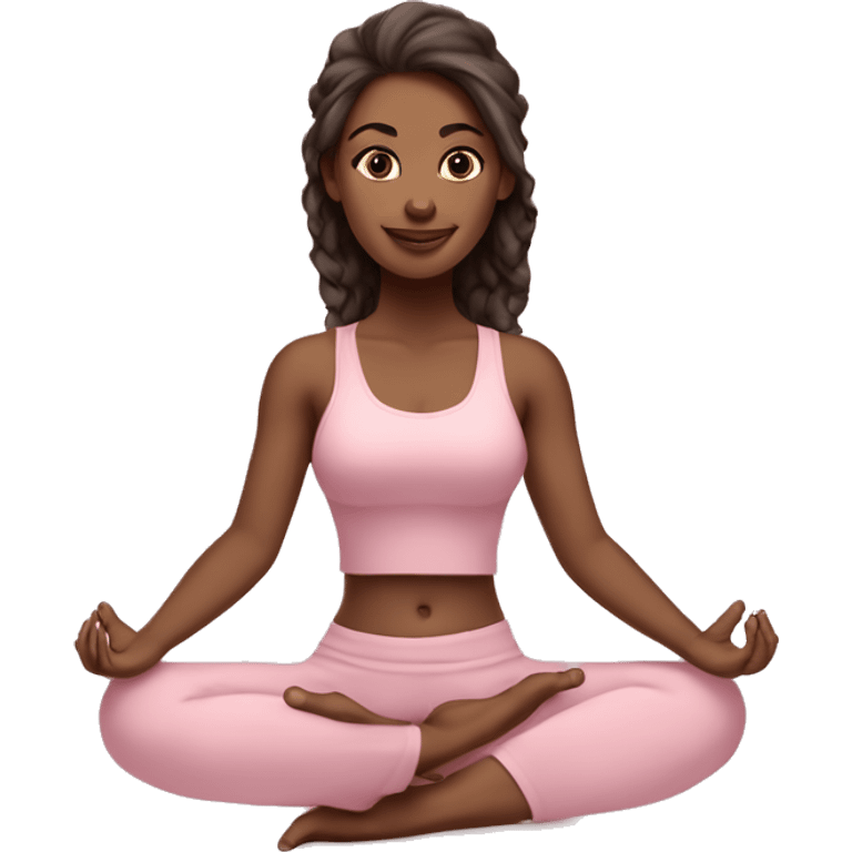 Brunnete yoga girl light pink clothes n emoji