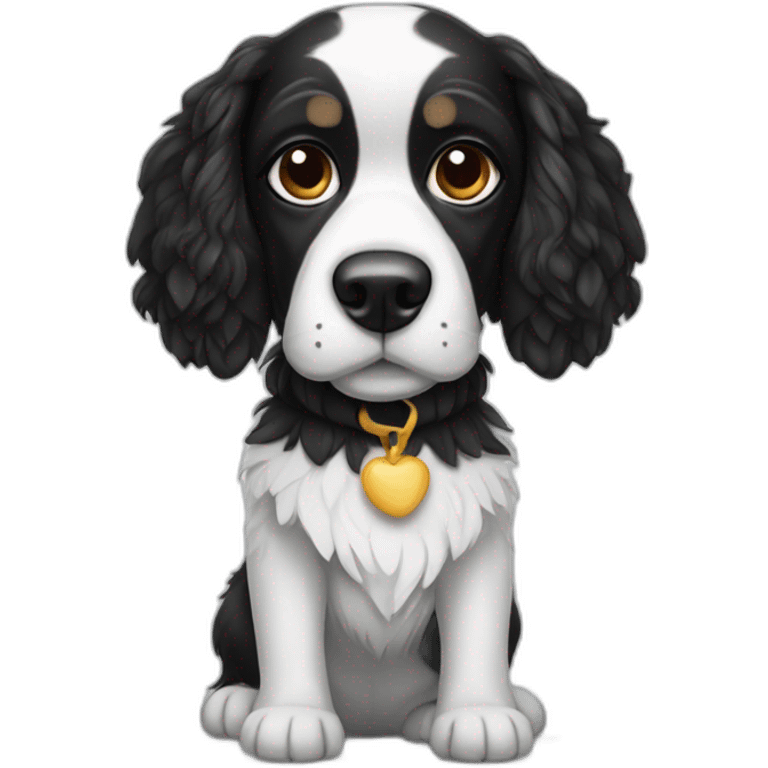 Black and white spaniel in costume emoji