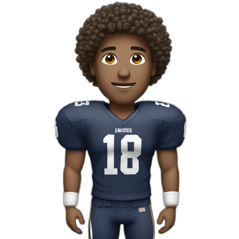 Quarterback with curly hair and white complexion emoji