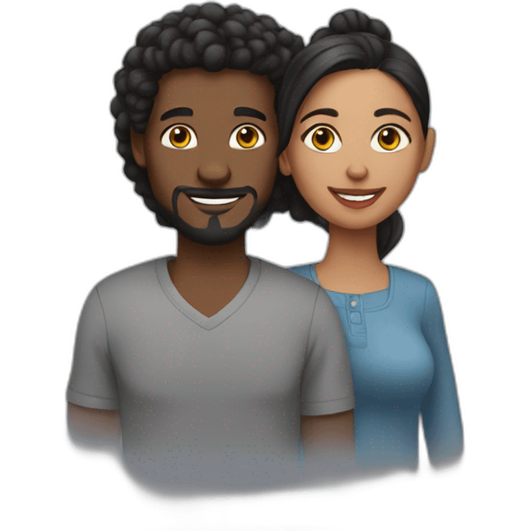 black and latino couple and grey cat emoji