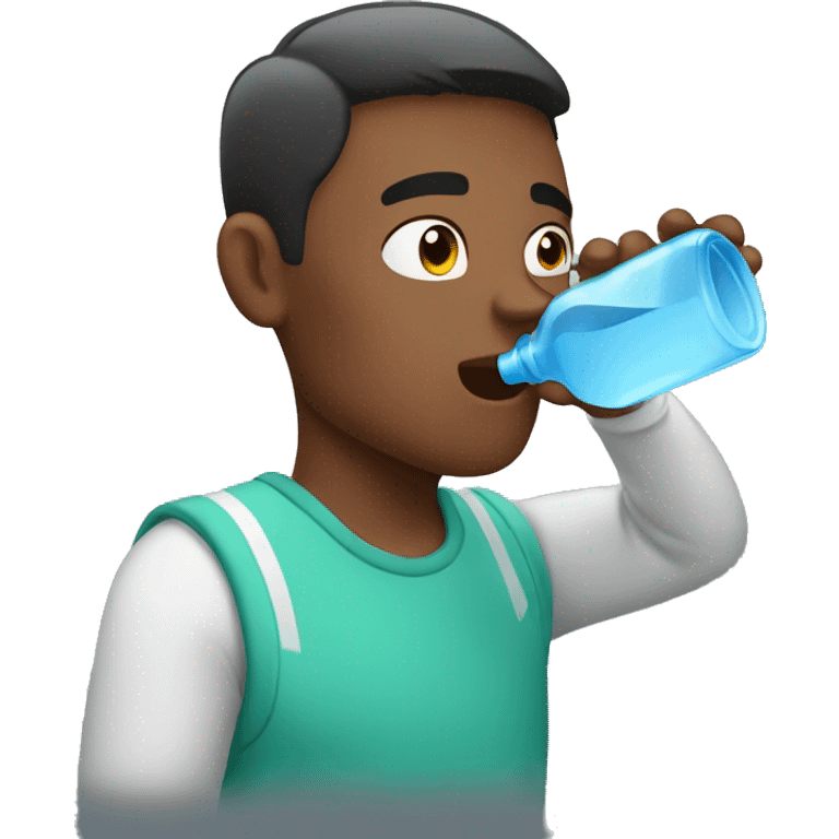 A guy drinking a bottle water emoji