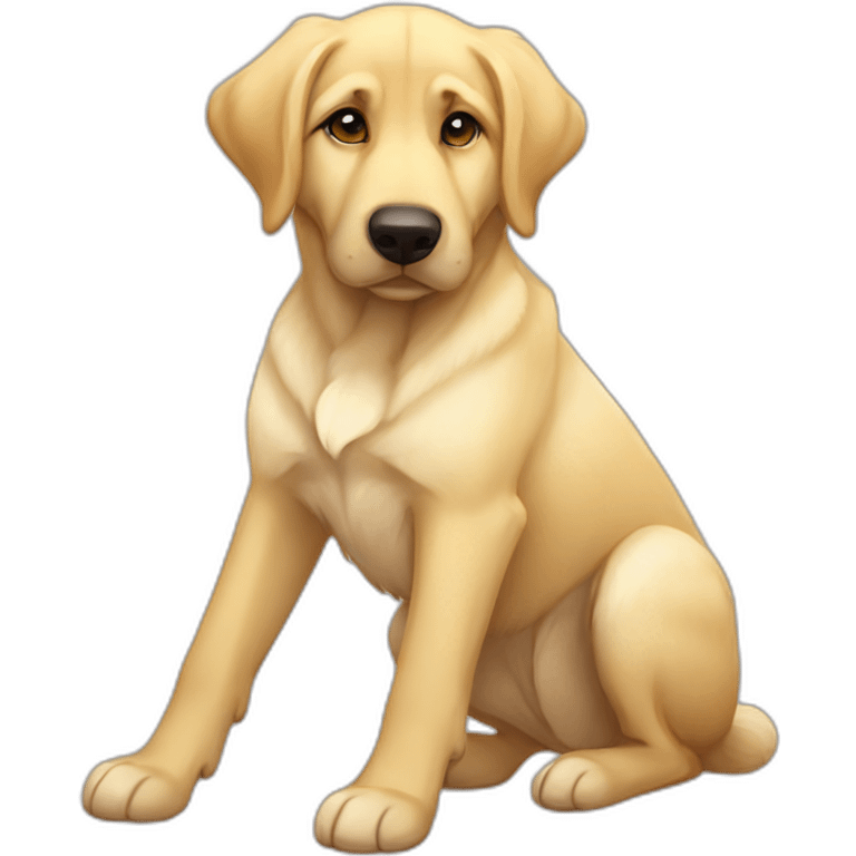 Light yellow lab floppy ears German shepherd mutt chubby emoji