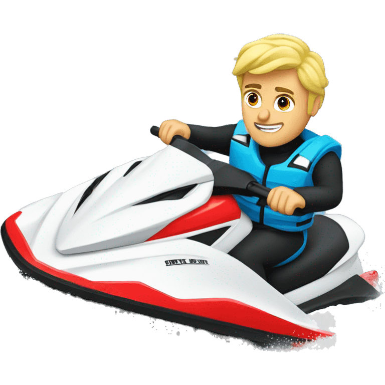 Big blonde guy jet ski in snow emoji