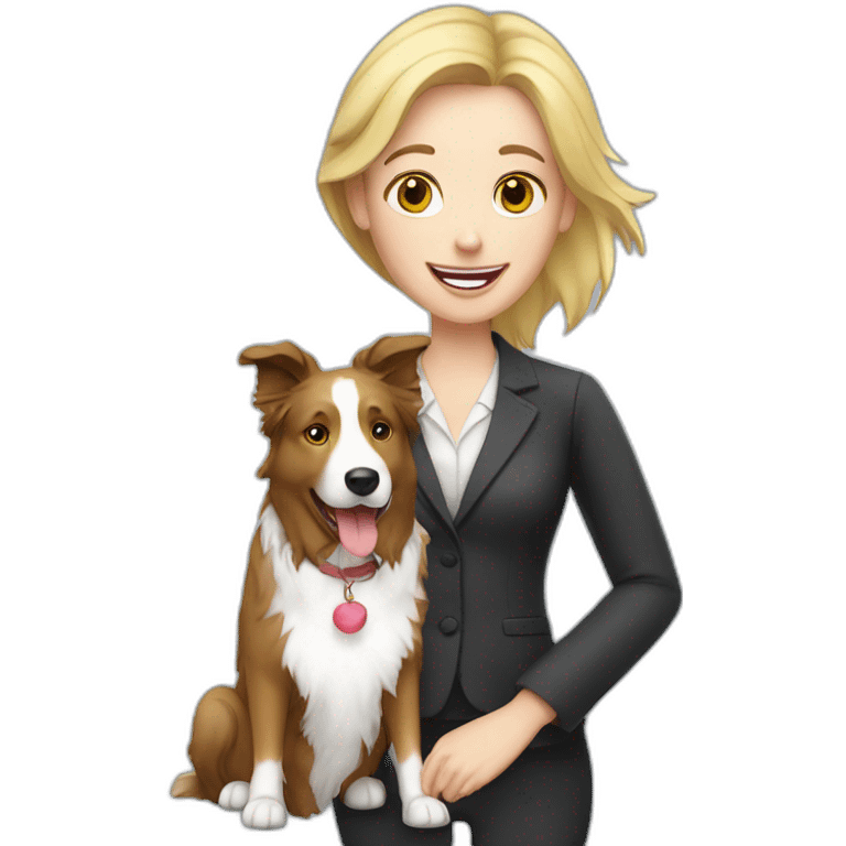 blond english teacher with border collie emoji