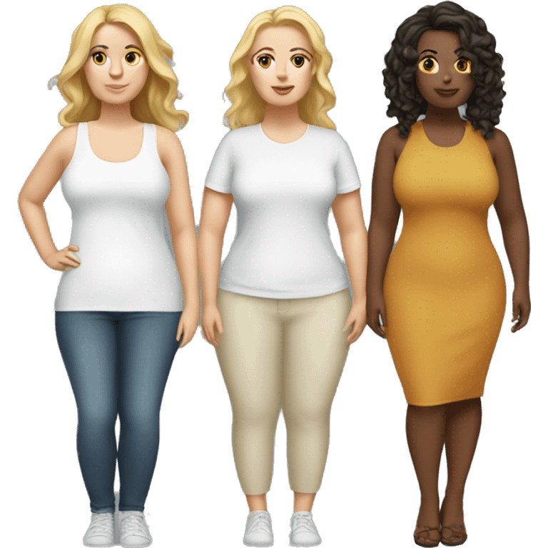 3 white women plus size emoji