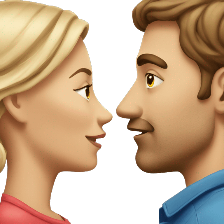 two people, one brunnet woman and brunnet man kissing  emoji