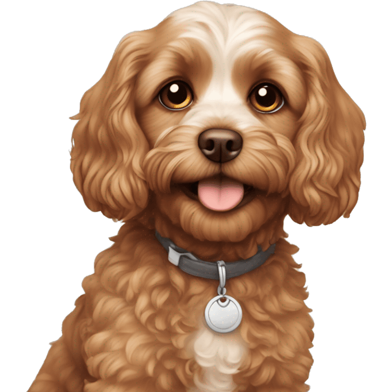 Cavapoo with brown eyes and patches emoji