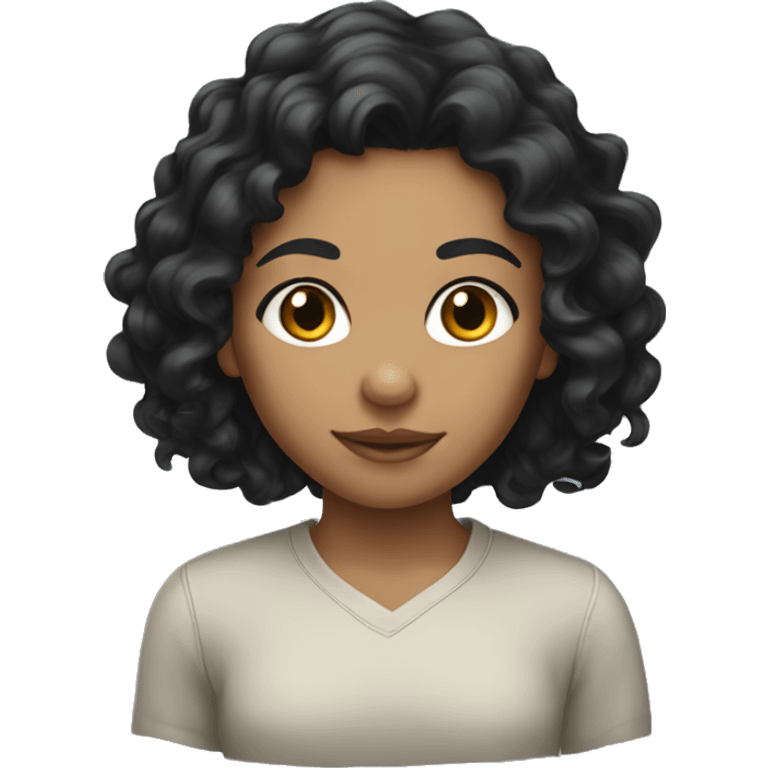 girl with long curly black hair and light skin emoji