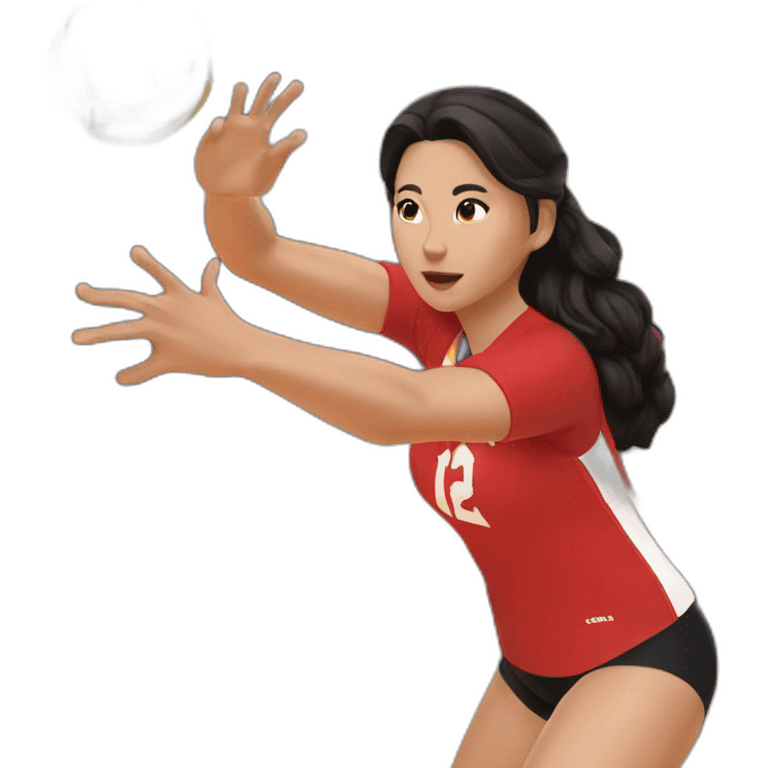 Vargas in red jersey when she is shooting to the volleyball ball emoji