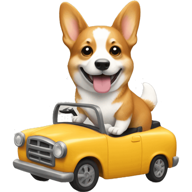 corgi riding car emoji