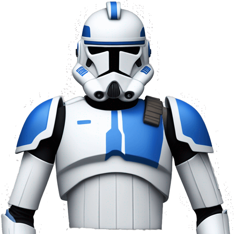 Clone trooper with a white face and blue marks on his armor to look like the 501st division. Also add some shoulder pads to give him the commander look.  emoji