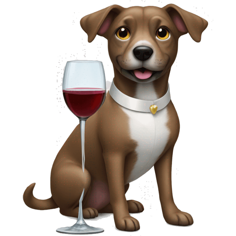 dog getting married having a drink of wine emoji