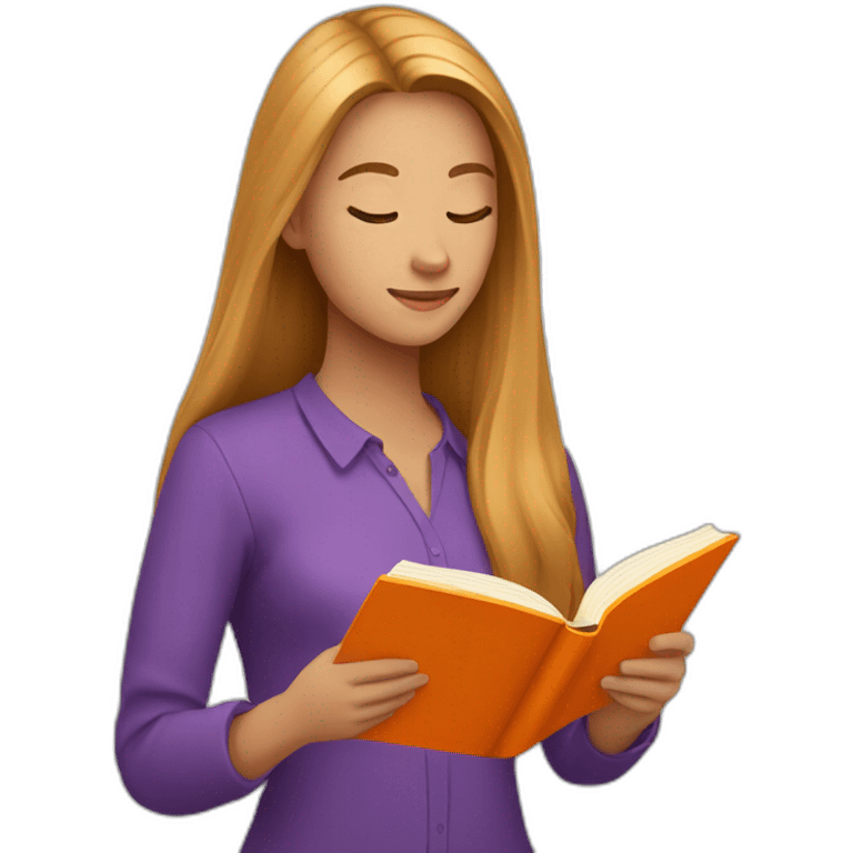 highlights-long-hair-girl-wearing-purple-blouse-reading-a-orange-book-without-glasses emoji