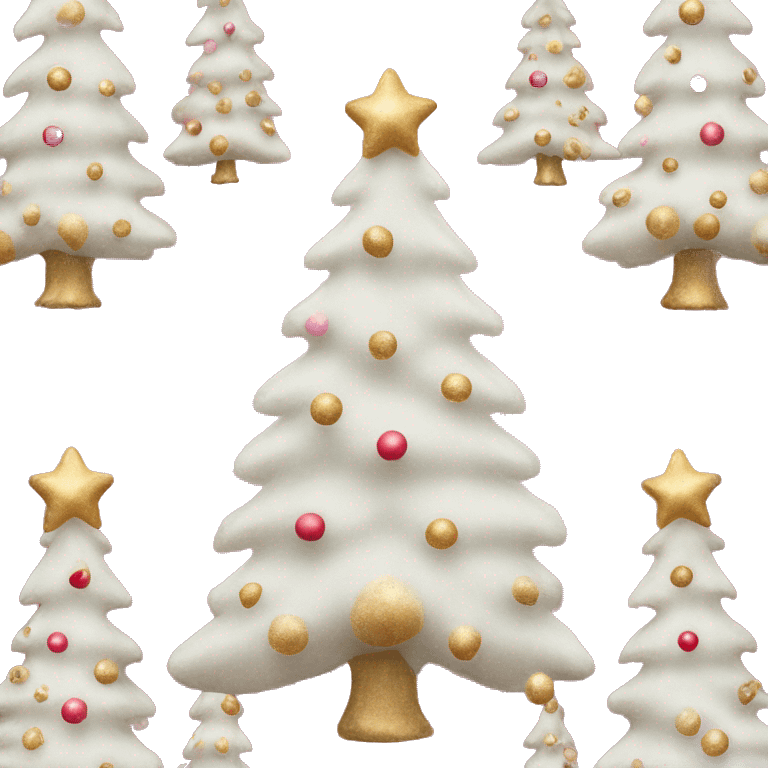 Frosted Christmas tree with gold and pink and red decorations  emoji