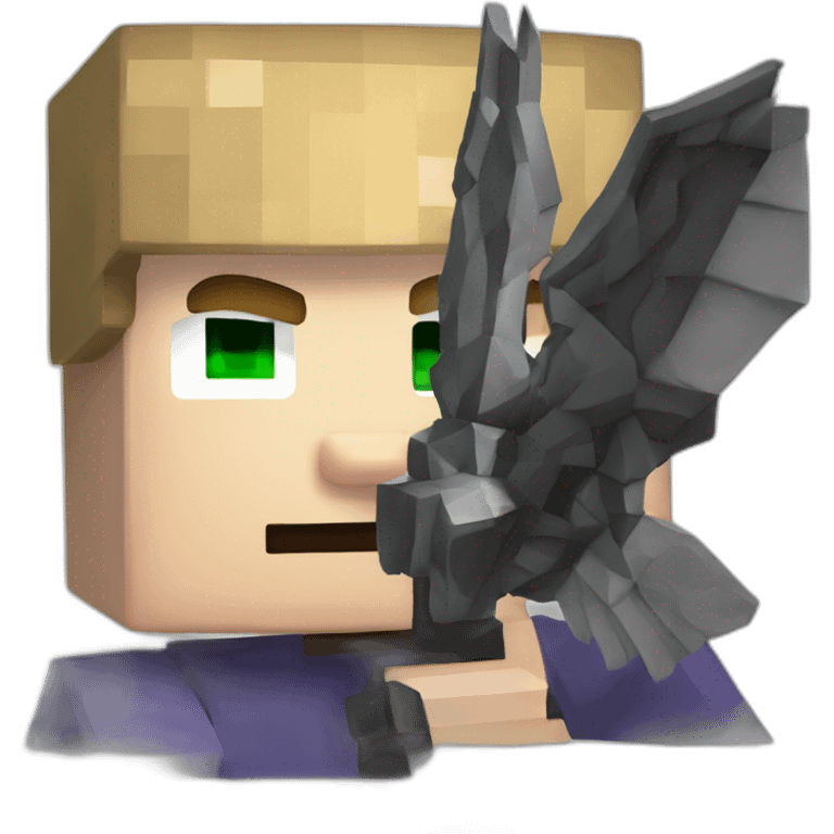 Minecraft Steve fighting with ender dragon emoji