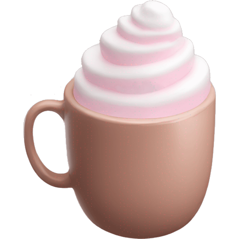 Aesthetic hot chocolate in light pink cup marshmallow  emoji