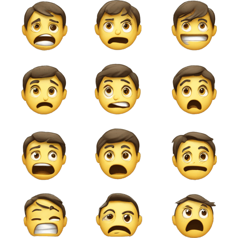 Flat illustration, laughing, smiling, angry, pouting, crying, excited, shy, crying, rolling eyes, aggrieved, speechless, impatient,   emoji