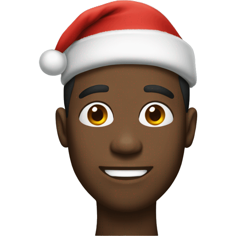 a black man with big jawline and a christmas hat emoji